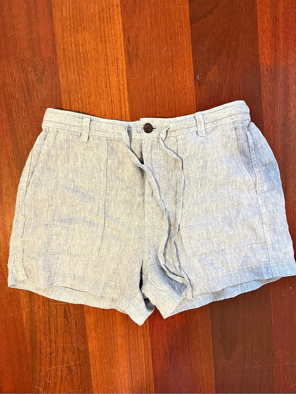 Madewell Pull-On Drawstring Shorts in 100% Linen Shorts Blue Medium
